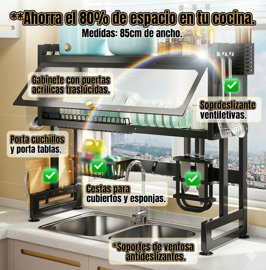 Organizador de Platos con Gabinete - Escurridor de cocina